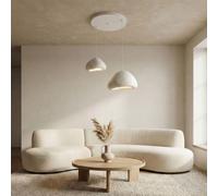 Opviq, lámpara de techo elegante (estructura de metal, fibra de vidrio) | Altura ajustable de 50 a 115 cm | Pantalla pequeña: 32x28x22 cm, Pantalla grande: 40x38x25 cm | IP20, Blanco, Diseño moderno