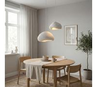 Opviq, lámpara de techo moderna (candelabro) de metal, blanca, con altura ajustable de 50 a 115 cm | Pantalla de fibra de vidrio, 2 x E27, máx. 40 W | Diseño elegante y abstracto, ideal para cualquier