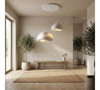 Opviq, lámpara de techo moderna (candelabro) de metal, color blanco, con altura ajustable de 60 a 115 cm | Pantalla de fibra de vidrio, 2 x E27, máximo 40 W | Diseño elegante y abstracto, ideal para c