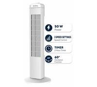 Opviq, modelo Kumtel KTF-258, ventilador de torre, color blanco, 100% ABS, dimensiones: 24,4 x 24,4 x 74,5 cm