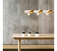 Opviq Modern Chandelier, blanco y dorado, 80 x 17 cm, altura: 106 cm | Iron Body, 3 x E27 Max 40 W | Glam & Scandinavian Design for Elegant Spaces