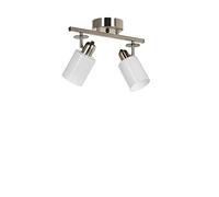 Opviq Moderna chandelier con cuerpo de metal y tapa de cristal, 36 cm de largo, 20 cm de altura, casquillo E27, acabado blanco, perfecto para decoración escandinava y de hotel