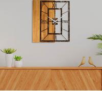 Opviq, Reloj de madera modelo 37-A, Reloj de pared, Nuez, Metal, 49 x 58 cm