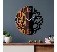 Opviq, Reloj de madera - Modelo 71, Reloj de pared, Nuez, Metal, 56 x 56 cm