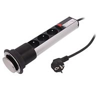 OR-AE-1348 Regleta Enchufes: Mueble IP20 16A 3680W Acero En: Ø60mm 250VAC ORNO