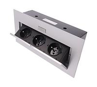 OR-AE-1371/G Regleta enchufes: Mueble IP20 16A 2500W plata 223x108mm ORNO
