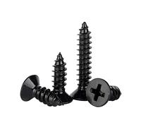 ORANXIN M2 x 7mm 100 Pcs Acero inoxidable 304 Tornillos para madera Cruz Avellanada Chapado en zinc negro Cabeza plana Autoperforante Tornillos autorroscantes