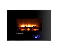 Orbegozo CM 8000 Chimenea Eléctrica - Potencia 1800W, Efecto Fuego Real LED (5 Niveles), Frontal Cristal Templado, Control Táctil, Mando a Distancia y Soporte Mural