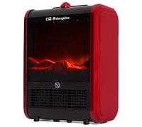 Orbegozo CM 9015 Calefacción Chimenea Eléctrica, 1500 W, 2 Posiciones de Calor, Sistema Antivuelco, Protección contra Sobrecalentamiento, Efecto Fuego Real, Negro y rojo