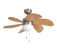 Orbegozo Ventilador de techo CP 15075 N 50 W luz 6 aspas de madera 80 cm 3 velocidades reversible