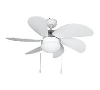 Orbegozo Ventilador de techo CP 15076 B – silencioso, 6 aspas de madera, luz, 80 cm, 50 W – Blanco