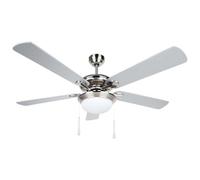 Orbegozo CP 83132 - Ventilador de Techo con luz, 5 palas reversibles, 132 cm de diámetro, potencia de 60 W y 3 velocidades, cromo, gris