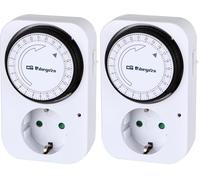 Orbegozo PG 02, Temporizador Enchufe, Programador 24 Horas, Reduce el Consumo, intervalos de 15 Minutos, Uso facil, Potencia máxima 3500 W (Paquete de 2)