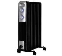 Orbegozo RN 2000 - Radiador de aceite, 9 elementos, luz LED, termostato regulable, Recogecables, Ruedas pivotantes, Negro, 2000 W