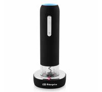 Orbegozo - Sacacorchos eléctrico recargable CU 4100 con base cargadora integrada, corta cápsulas y depósito de 1 L para cocina y mesa, color negro, ideal para vino y celebraciones Black