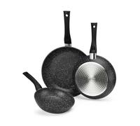 Orbegozo Set de 3 sartenes SFB 8300, aluminio forjado, antiadherente, 18/22/26 cm, negro
