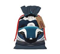 Orca - Bolsa de regalo de Navidad con cordón de ballena asesina, con atractivo rústico, perfecta para todas tus necesidades de regalo