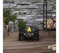 Ordellia Brasero con atizador, 50 cm, acero XXL, protección contra chispas para chimenea, estufa, hoguera, gran jardín, terraza, casete de calefacción para calor y decoración
