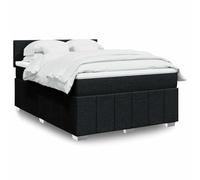 Ordellia Cama con somier con colchón, color negro, 140 x 190 cm, funda de tela, núcleo de muelles ensacados, iluminación LED, cómodo mueble de dormitorio para noches de descanso
