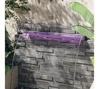 Ordellia Elemento de cascada con RGB LED de acero inoxidable 304 108 cm para estanque, piscina, fuente de jardín, decoración, mando a distancia para cambio de color e iluminación en el curso del agua