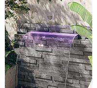 Ordellia Elemento de cascada de acrílico con LED RGB de 90 cm para estanque, jardín, terraza y balcón, 2 puertos, 8,4 W, mando a distancia, para interior y exterior