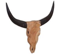 Ordellia Escultura de cabeza de toro montada en la pared de teca hecha a mano para sala de estar, decoración de estante, repisa de chimenea, alféizar de ventana, entrada, terraza y balcón, 69 x 6 x 60