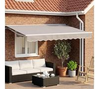 Ordellia Marco de toldo manual blanco 3 x 2,5 m de acero con recubrimiento en polvo, accesorios para toldo con brazo articulado, manivela, soporte de pared, fijación, terraza, jardín, balcón para