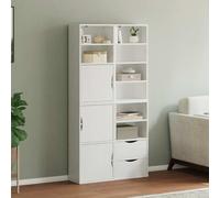 Ordellia ODDA Juego de 4 armarios auxiliares, color blanco, 40 x 24 x 79 cm, madera maciza de pino, almacenamiento modular para cocina, salón y oficina, disposición versátil