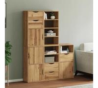 Ordellia ODDA Juego de 5 armarios auxiliares, 40 x 24 x 79 cm, madera maciza de pino, espacio de almacenamiento modular para cocina y salón, disposición versátil