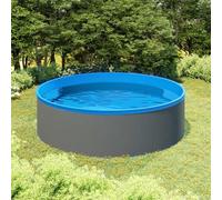 Ordellia Piscina infantil con skimmer colgante y bomba, 350 x 90 cm, color gris, pared de acero, piscina con revestimiento de PVC, piscina de suelo para limpieza y ocio de verano