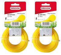 Oregon 69-368-Y Hilo Redondo para desbrozadoras (3,0 mm x 15 m), Color Amarillo, 3.0mm x 15m (Paquete de 2)