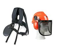 Oregon Arnés Profesional para Desbrozadoras (Negro) & Oregon 562412 - Casco de seguridad Yukon con visera y protección auditiva, cómodo y resistente a los impactos, equipo de protección