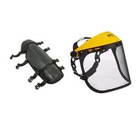 Oregon Espinilleras Protectoras para Trabajar con Desbrozadora, Sistema Ajustable para Rodillas y Espinillas (Par) & Visera de Seguridad con Malla Metálica Protectora, Protección Facial Ajustable