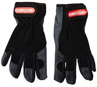 Oregon Guantes de Trabajo, Guantes de Cuero Elástico con Muñeca Ajustable y Malla de Tela, Guantes de Seguridad Unisex para Hombre y Mujer Ideales para Trabajos de Jardinería y Bricolaje - Talla L