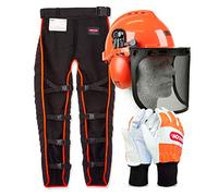 Oregon Kit de seguridad con perneras anticorte tipo A, casco forestal y guantes de protección talla M