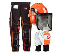 Oregon Kit de seguridad con perneras anticorte tipo A, casco forestal y guantes de protección talla S