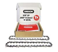 Oregon Pack de 2 Cadenas de Motosierra de Paso 3/8 LP, Calibre .050" (1,3 mm) para Espada de 18" (45 cm), 62 Eslabones Motrices - Cadena de Repuesto, Compatible con Husqvarna, Bosch y más