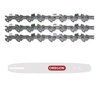 Oregon Pack de 3 Cadenas de Motosierra 3/8" LP para Espadas de 35cm - 52 Eslabones, 1.1mm, Cadena de Bajo Retroceso Compatible con Bosch, Karcher, Husqvarna + Oregon 144MLEA041, Sierra de Jardinería
