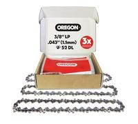 Oregon Pack de 3 Cadenas de Motosierra de Paso 3/8" LP, Calibre .043" (1,1 mm) para Espada de 14" (35 cm), 52 Eslabones Motrices - Cadena de Repuesto, Compatible Bosch, Husqvarna, Ryobi, Makita y más