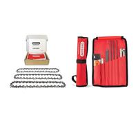 Oregon Pack de 3 Cadenas de Motosierra Telescópica y Kit de Afilado - Cadena 3/8" LP para Espadas de 20 cm -33 Eslabones, 1.3mm, bajo retroceso, compatible con Bosch y muchas más