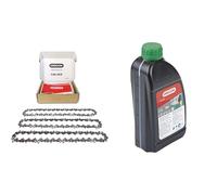 Oregon Pack de 3 Cadenas de Motosierra y Aceite Biodegradable - Cadena 3/8" LP para Espadas de 35cm -52 Eslabones, 1.1mm - Cadena de bajo retroceso compatible con Bosch, Makita y muchas más