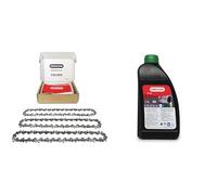 Oregon Pack de 3 Cadenas de Motosierra y Aceite Biodegradable - Cadena 3/8" LP para Espadas de 40cm -57 Eslabones, 1.3mm, bajo retroceso, compatible con Titan, Gardenline, Black & Decker y muchas más