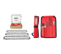 Oregon Pack de 3 Cadenas de Motosierra y Kit de Afilado - Cadena 3/8" LP para Espadas de 40cm -56 Eslabones, 1.3mm, bajo retroceso, compatible con Einhell, McCulloch, Black & Decker y muchas más