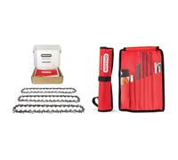 Oregon Pack de 3 Cadenas de Motosierra y Kit de Afilado - Cadena 3/8" LP para Espadas de 45 cm -62 Eslabones, 1.3mm, bajo retroceso, compatible con Husqvarna, McCulloch, Mac Allister y muchas más