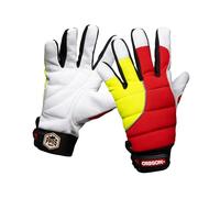 Oregon Protect Pro Guantes Motosierra, Equipo Protección Motosierra, Guantes Seguridad Laboral EPI Alta Visibilidad ForestXFiber, Protección Mano Izquierda, Piel Premium Rojo y Amarillo, (XL)