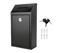 Oreilet Caja Donaciones Metal con Cerradura y Ranura, Color Negro | Montaje en Pared Caja de Dinero en Efectivo, Buzón Correo, Cajas Sugerencias para Depósito Efectivo, 5,7x2,76x10,24 Pulgadas