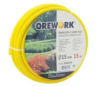 OREWORK Manguera de Jardín 5 Capas Plus en PVC, Ø 25 mm, 50 m, Doble Refuerzo, Antitorsión, Apta para Agua Potable