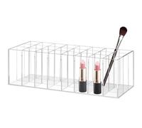 Organizador Acrílico de Escritorio para Maquillaje 24 Compartimentos | Expositor Transparente, Práctico y Multipropósito, para Oficina o Balcón, Guarda Labiales y Herramientas