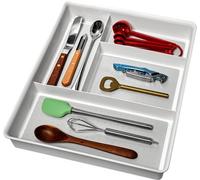 Organizador blanco para cajones Unyqoos® con 4 compartimentos: multifuncional, con base antideslizante, esquinas redondeadas y fabricado con plástico libre de BPA