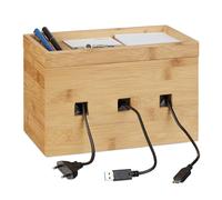Relaxdays Caja para cables de bambú marrón claro